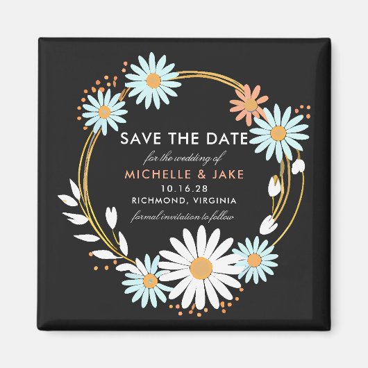 Floral Wreath Fun Save the Date Magnet (Vorne)