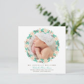 Floral Wreath | Geburtsankündigung Ankündigung (Stehend Vorderseite)