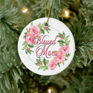 Floral Wreath Gesegnete Mama Keramik Ornament