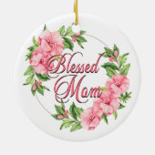 Floral Wreath Gesegnete Mama Keramik Ornament (Hinten)