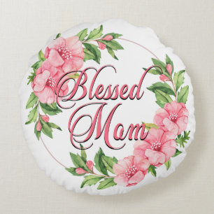 Floral Wreath Gesegnete Mama Rundes Kissen