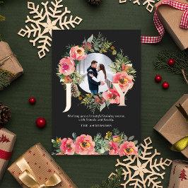 Floral Wreath Gold Joy Botanisches Weihnachtsfest  Folien Feiertagskarte