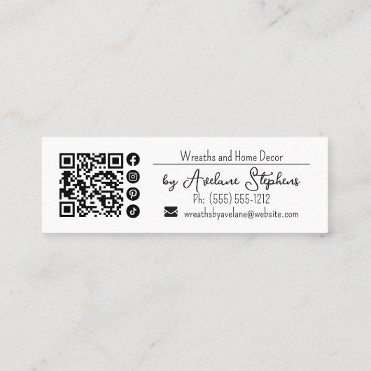 Floral Wreath Handmade | Handgefertigte Visitenkar Mini Visitenkarte (Rückseite)