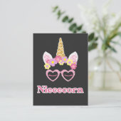 Floral Wreath Heart Unicorn Niece Postkarte (Stehend Vorderseite)