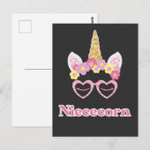 Floral Wreath Heart Unicorn Niece Postkarte (Vorne/Hinten)