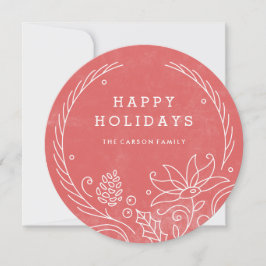 Floral Wreath Holiday Card - Holly Feiertagskarte