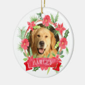 Floral Wreath Hund Foto Keramik Ornament (Links)