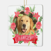 Floral Wreath Hund Foto Keramikornament (Links)