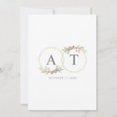 Floral Wreath in Gold & Pink Shades with Initials Einladung (Rückseite)