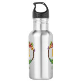 Floral Wreath Initial Letter Monogram Name Marble Edelstahlflasche (Rückseite)