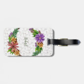 Floral Wreath Initial Letter Monogram Name Marble Gepäckanhänger (Rückseite horizontal)