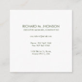 Floral Wreath Initial Letter Monogram Name Marble Quadratische Visitenkarte (Rückseite)