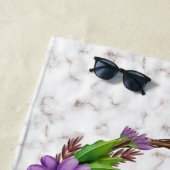 Floral Wreath Initial Letter Monogram Name Marble Strandtuch (Beispiel)