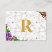 Floral Wreath Initial Letter Monogram Name Marble Visitenkarte (Vorderseite)