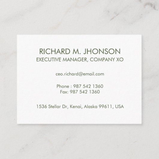 Floral Wreath Initial Letter Monogram Name Marble Visitenkarte (Rückseite)