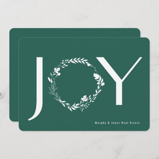 Floral Wreath Joy Logo Firmenweihnacht Einladung (Vorne/Hinten)