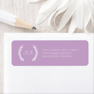 Floral Wreath Lavender Modern Initials Wedding