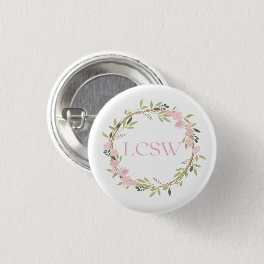 Floral Wreath LCSW Button (Vorne & Hinten)