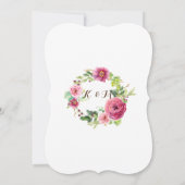 Floral Wreath Leaf Bracket Raspberry Rose Peonies Einladung (Rückseite)