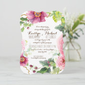 Floral Wreath Leaf Bracket Raspberry Rose Peonies Einladung (Stehend Vorderseite)