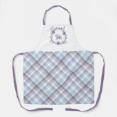 Floral Wreath Monogram Plaid Apron - Personalized Schürze (Vorderseite)