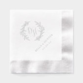 Floral Wreath Monogram Wedding Servietten Mit Folie (Vorderseite)
