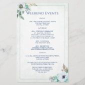 Floral Wreath Monogram Wedding Welcome Itinerary (Rückseite)