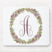 Floral Wreath Monogramm A Mousepad (Vorne)