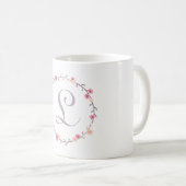 Floral Wreath Monogramm Kaffeetasse (VorderseiteRechts)