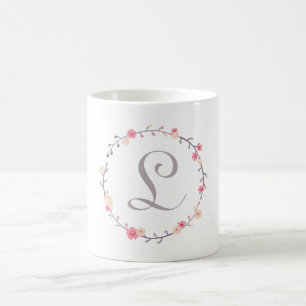 Floral Wreath Monogramm Kaffeetasse