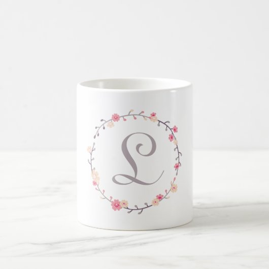 Floral Wreath Monogramm Kaffeetasse (Mittel)