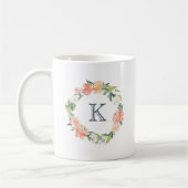 Floral Wreath Monogramm Kaffeetasse (Links)