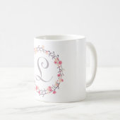 Floral Wreath Monogramm Kaffeetasse (VorderseiteRechts)