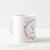 Floral Wreath Monogramm Kaffeetasse (Vorderseite Links)