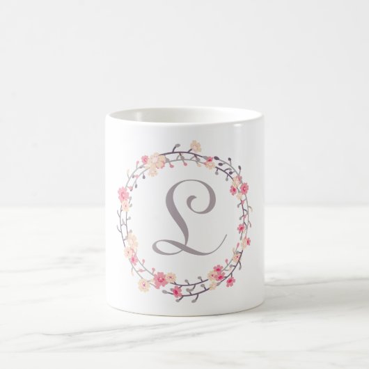 Floral Wreath Monogramm Kaffeetasse (Mittel)