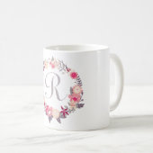Floral Wreath Monogramm Kaffeetasse (VorderseiteRechts)