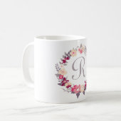 Floral Wreath Monogramm Kaffeetasse (Vorderseite Links)
