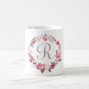 Floral Wreath Monogramm Kaffeetasse