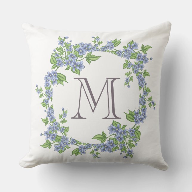 Floral Wreath Monogramm Kissen (Vorderseite)