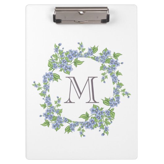 Floral Wreath Monogramm Klemmbrett (Vorderseite)