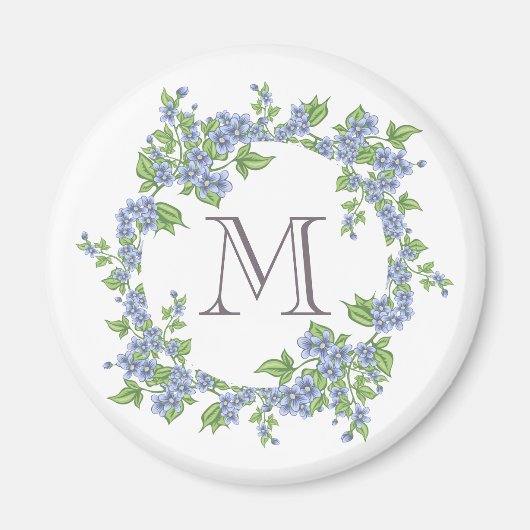 Floral Wreath Monogramm Magnet (Vorne)
