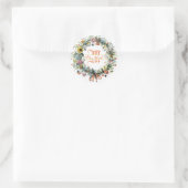 Floral Wreath Monogramm Runder Aufkleber (Tasche)