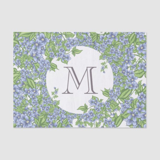 Floral Wreath Monogramm Seidenpapier (Vorderseite)