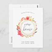 Floral Wreath Neue Zuhause Moving Ankündigung Postkarte (Vorne/Hinten)