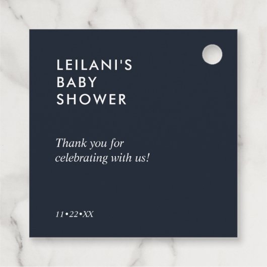 Floral Wreath Pink Navy Baby Dusche Vielen Dank Geschenkanhänger (Rückseite)