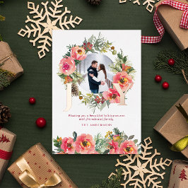 Floral Wreath Red Joy Botanisches Weihnachtsfest F Folien Feiertagskarte