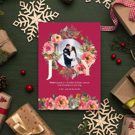 Floral Wreath Red Joy Botanisches Weihnachtsfest F Folien Feiertagskarte