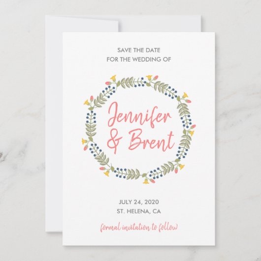 Floral Wreath Save the Date (Vorderseite)