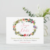 Floral Wreath Save the Date Card (Stehend Vorderseite)