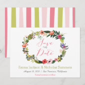 Floral Wreath Save the Date Card (Vorne/Hinten)